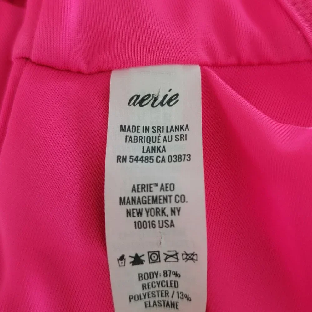 Aerie Scoop Bikini *TOP‎ ONLY* S|P Hot Pink Tie Front Halter Top Tie Two Ways
